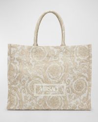 Versace - Xl Jacquard Embroidered Canvas Tote Bag - Lyst