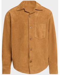Ami Paris - Apos;S Leather Button-Down Overshirt - Lyst