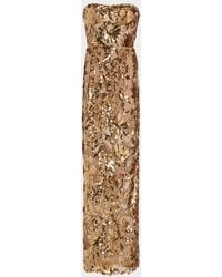 Bronx and Banco - Dahlia Strapless Floral Sequin Column Gown - Lyst