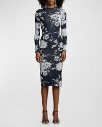 Ralph Lauren Collection - Floral Jacquard Sweater Day Dress - Lyst