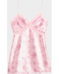 LoveShackFancy - Finta Sequined Lace-Trim Mini Dress - Lyst