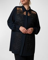 Marina Rinaldi - Plus Size Zambra Embroidered Crepe Shirt - Lyst