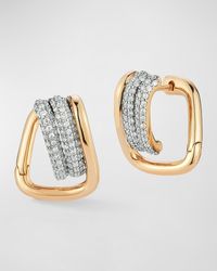 WALTERS FAITH - Huxley 18k Rose Gold Diamond Coil Link Huggie Earrings - Lyst