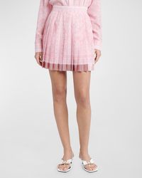 Versace - Pleated Baroque-Print Crepe De Chine Mini Skirt - Lyst