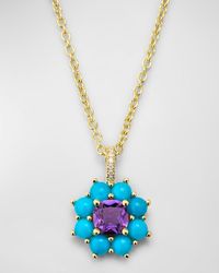 Jennifer Meyer - Petite Statement Turquoise Flower Pendant Necklace With Amethyst Center - Lyst