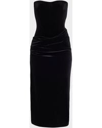 Alex Perry Mila Velvet Midi Dress in Black | Lyst
