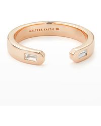 WALTERS FAITH - Ottoline Rose Gold Open Band Ring With 2 Gypsy-set Baguette Diamonds - Lyst
