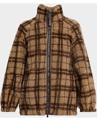 Brunello Cucinelli - Check Lamb Shearling Zip Jacket - Lyst