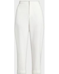 LAPOINTE - Matte Crepe Silt Tapered-Leg Crop Pants - Lyst