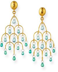 Gurhan - 22k Gold Delicate Dew Emerald Chandelier Earrings - Lyst