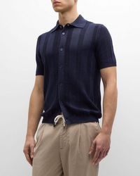 Brunello Cucinelli - Linen-Cotton Knit Short-Sleeve Sweater - Lyst