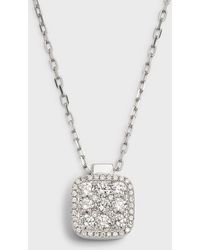 Frederic Sage - 18k White Gold Medium Firenze Ii All Diamond Cushion Pendant Necklace - Lyst