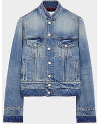 McQueen - Apos;S Band-Collar Denim Jacket - Lyst