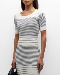 ATM - Silk And Cotton Mixed Stripe Short-Sleeve Crew Sweater - Lyst