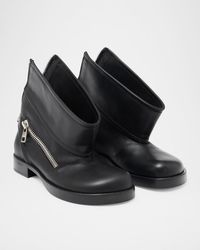 JW Anderson - Leather Zip Biker Booties - Lyst