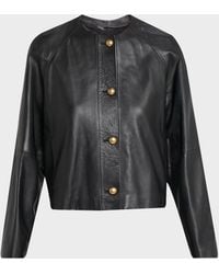 Max Mara - Raglan-Sleeve Leather Single-Breasted Jacket - Lyst