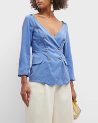 Emporio Armani - Double-Breasted 3/4-Sleeve Blazer Top - Lyst