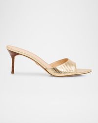 Veronica Beard - Tia Embossed Metallic Leather Mid-Heel Sandals - Lyst