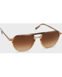 Zegna - Double Bridge Pilot Sunglasses - Lyst