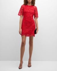 Shoshanna - Taryn Elbow-Sleeve A-Line Lace Mini Dress - Lyst