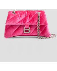 Balenciaga - Crush Small Quilted Velvet Chain Shoulder Bag - Lyst
