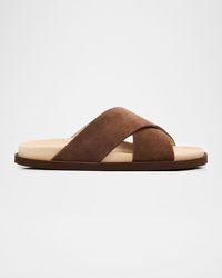 Brunello Cucinelli - Apos;S Cross-Strap Suede Slides - Lyst