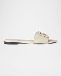 Fendi - Baguette Ff Leather Buckle Flat Slide Sandals - Lyst