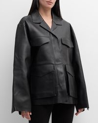 Totême - Army Flap-Pocket Single-Breasted Leather Jacket - Lyst