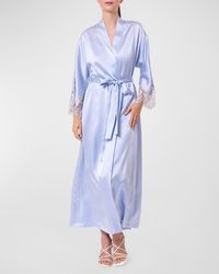 Christine Lingerie - Lace-trim Silk Charmeuse Robe - Lyst