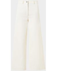 Akris - Finn Cotton-Linen Gabardine Wide-Leg Pants - Lyst