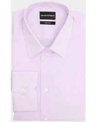Emporio Armani - Cotton Stretch Micro-Check Dress Shirt - Lyst