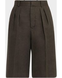 Loro Piana - Digby Pleated Structured Linen Wool Bermuda Shorts - Lyst