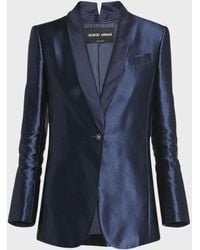 Giorgio Armani - Linen Silk Single-Button Blazer Jacket - Lyst