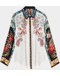 Johnny Was - Cachemire Embroidered Button-Front Shirt - Lyst