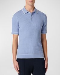 Bugatchi - Cable-Knit Polo Sweater - Lyst