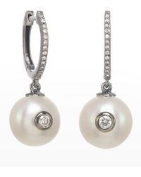 Margo Morrison - Freshwater Pearl Earrings With Diamonds And Sterling Silver - Lyst