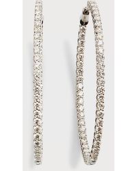 Neiman Marcus - 18k White Gold 28 Round Diamond 2" Hoop Earrings - Lyst