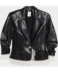 Cinq À Sept - Lace-Trim Vegan Leather Blazer - Lyst