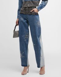 3.1 Phillip Lim - Liberty Embroidered Two-Tone Slouchy Jeans - Lyst