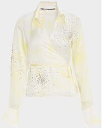 Des Phemmes - Embellished Tie-Dye Wrap Shirt - Lyst