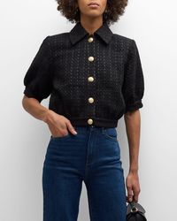 L'Agence - Cove Cropped Short-Sleeve Tweed Jacket - Lyst