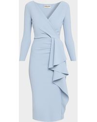 La Petite Robe Di Chiara Boni - Draped Faux Wrap Bodycon Midi Dress - Lyst