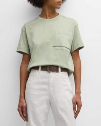 Brunello Cucinelli - Horizontal Monili Pocket Short-sleeve Flat Cotton T-shirt - Lyst