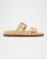SCHUTZ SHOES - Naomi Woven Dual-Buckle Slide Sandals - Lyst