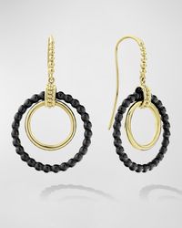 Lagos - 18k 2-circle Chandelier Earrings W/ Black Ceramic - Lyst