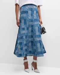 A.W.A.K.E. MODE - Upcycled Denim Flare Skirt - Lyst