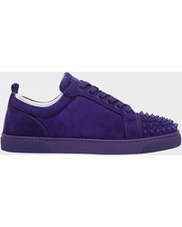 Christian Louboutin - Louis Junior Spikes Low-Top Suede Sneakers - Lyst