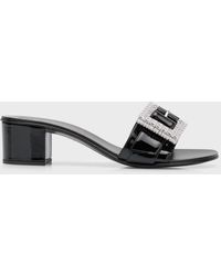 Giuseppe Zanotti - Patent Crystal Buckle Slide Sandals - Lyst