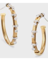Nikos Koulis - 18k Hoop Earrings With Diamond Charms - Lyst