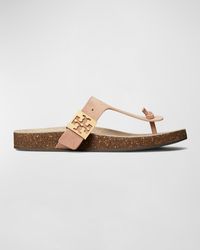 Tory Burch - Mellow Leather Buckle Thong Sandals - Lyst